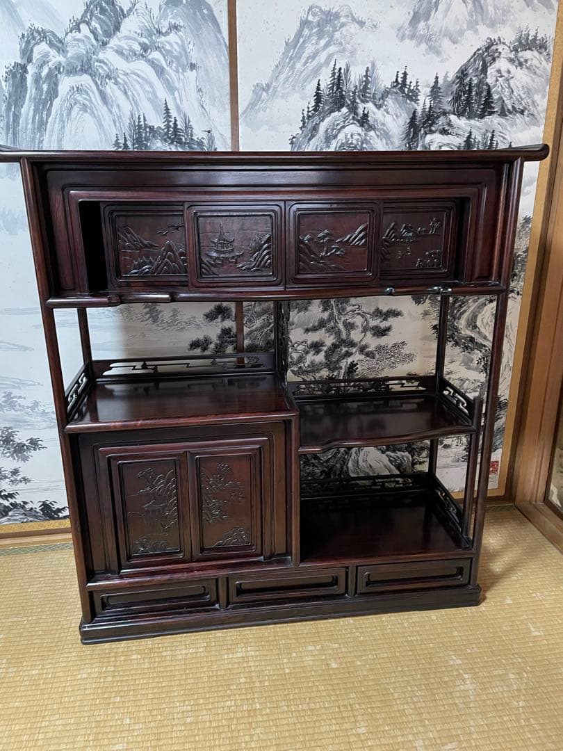 茶棚　アンティーク家具　唐木　花梨　紫檀　収納棚　中国家具　骨董品　古美術品