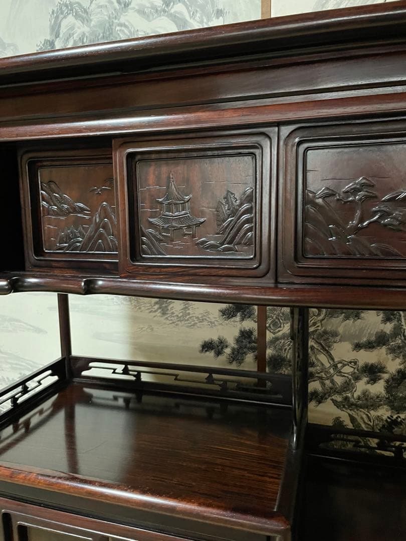 茶棚　アンティーク家具　唐木　花梨　紫檀　収納棚　中国家具　骨董品　古美術品
