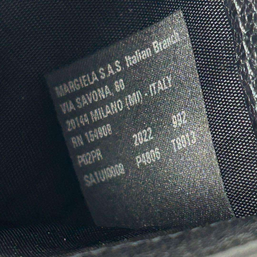 極美品 メゾンマルジェラ 二つ折り財布 折りたたみ財布 ミニ財布 ステッチ 黒色