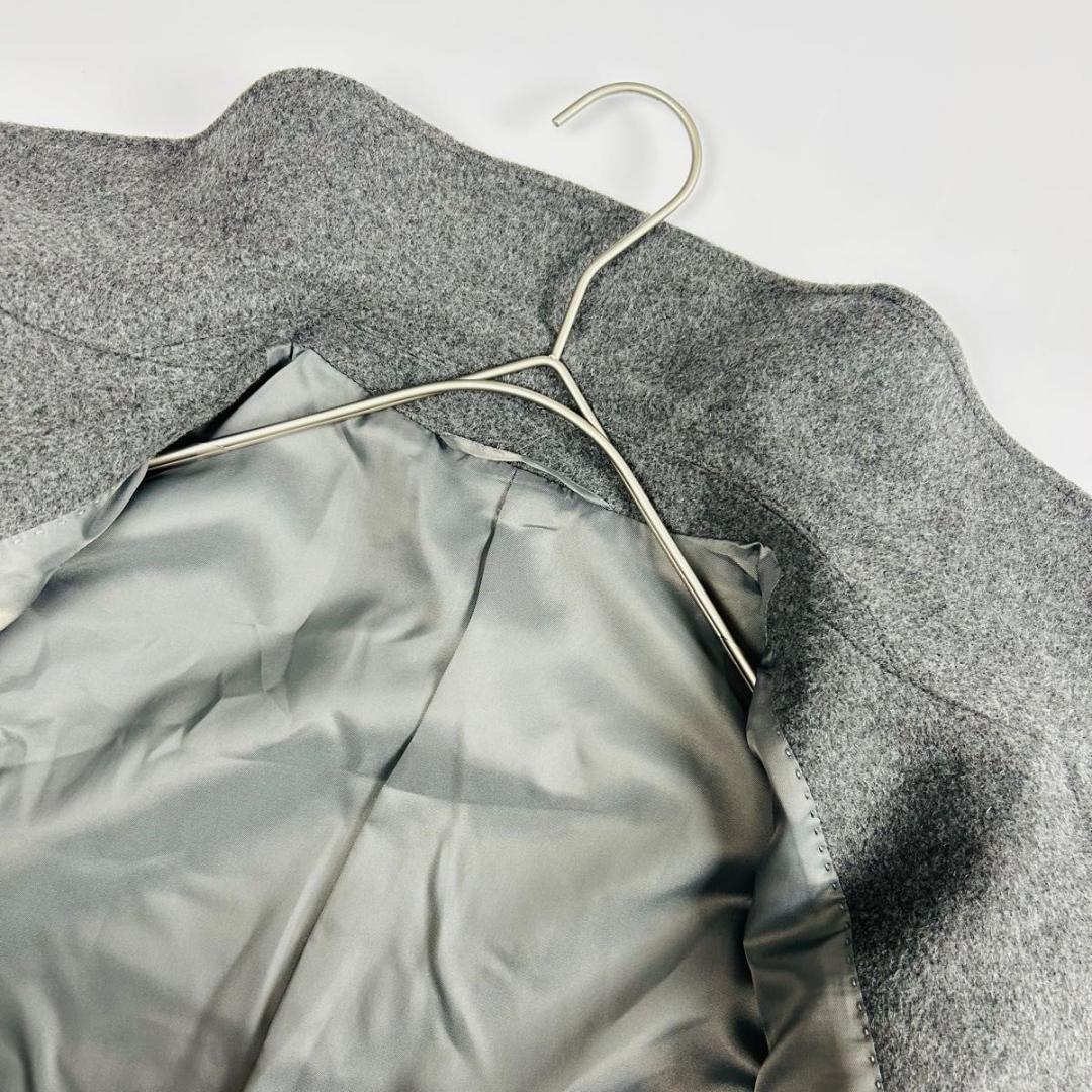 極美品 グリーンレーベルリラクシング ステンカラーコート カシミア混 グレー M