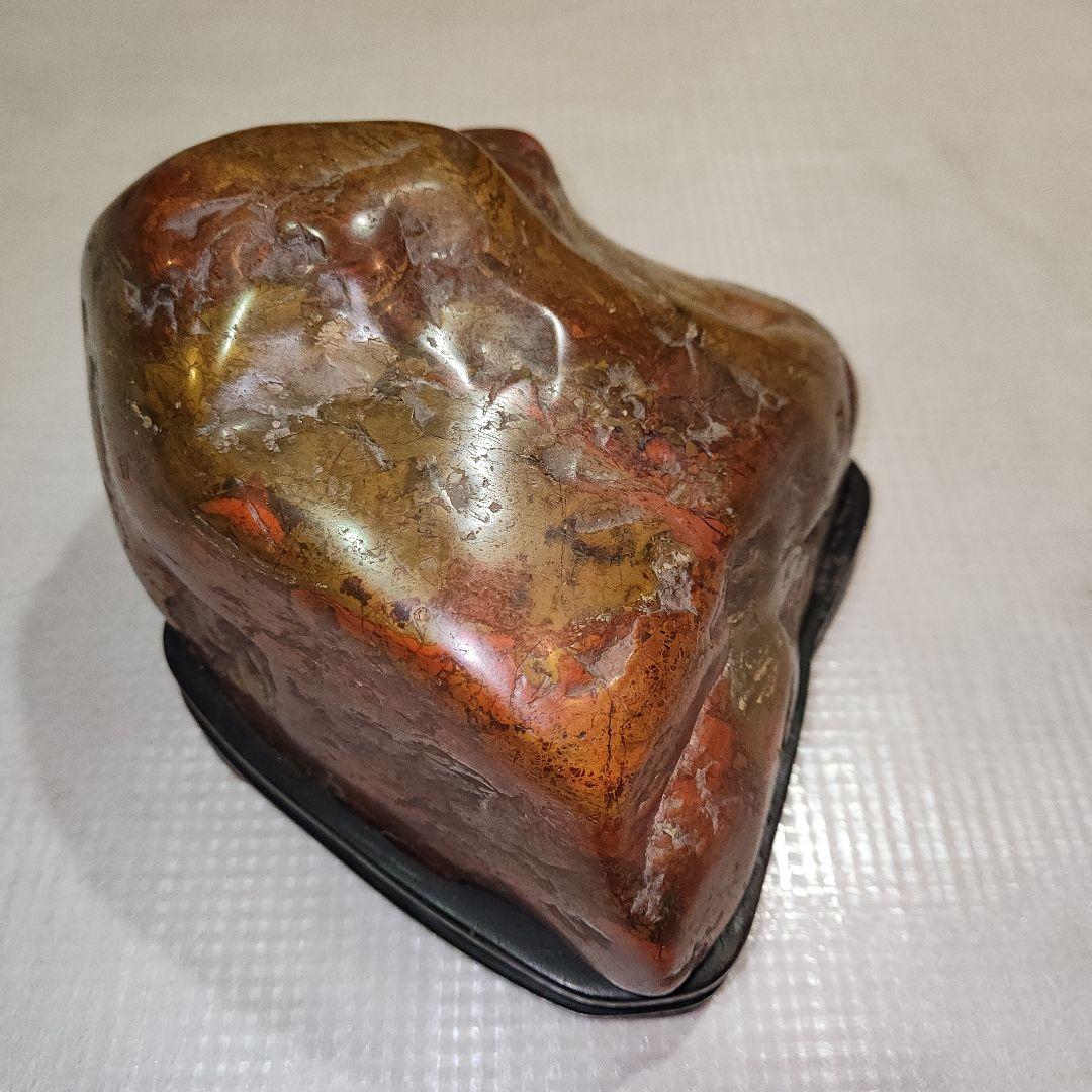 天然石 置物 赤褐色 金色、水石？