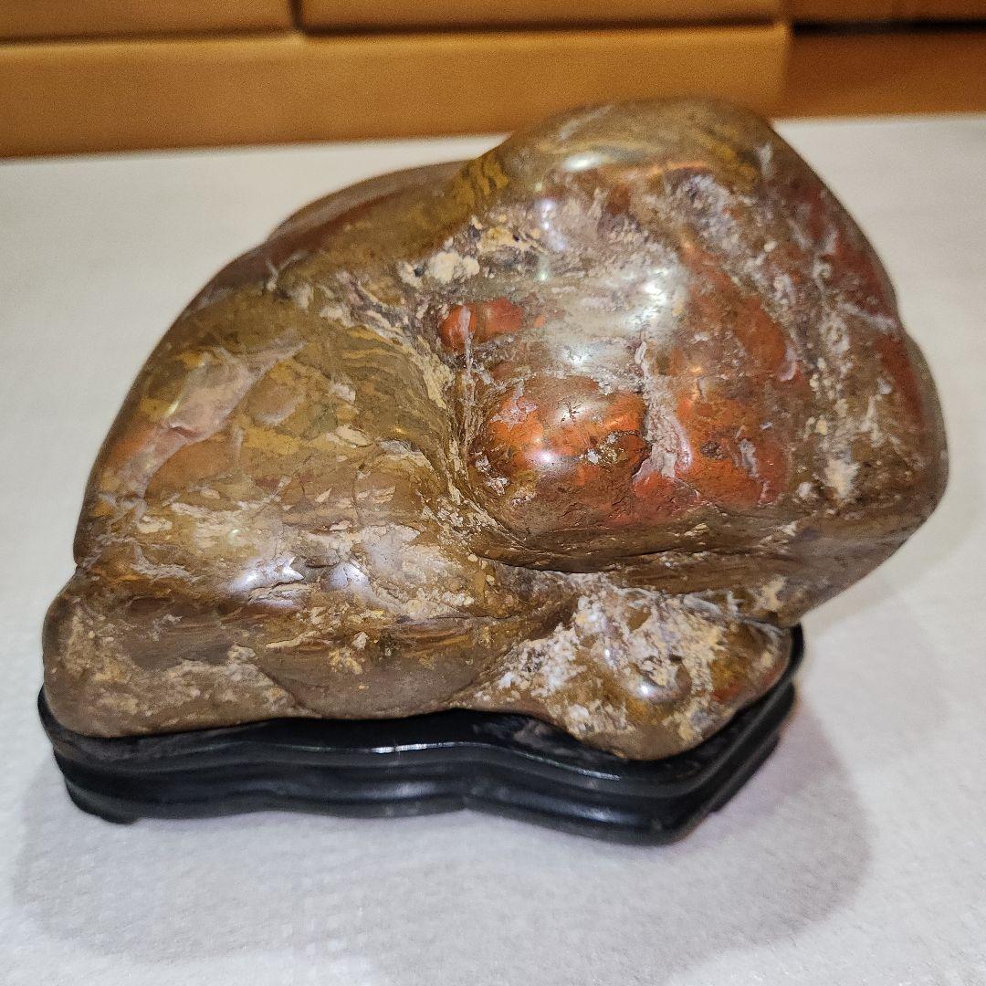 天然石 置物 赤褐色 金色、水石？