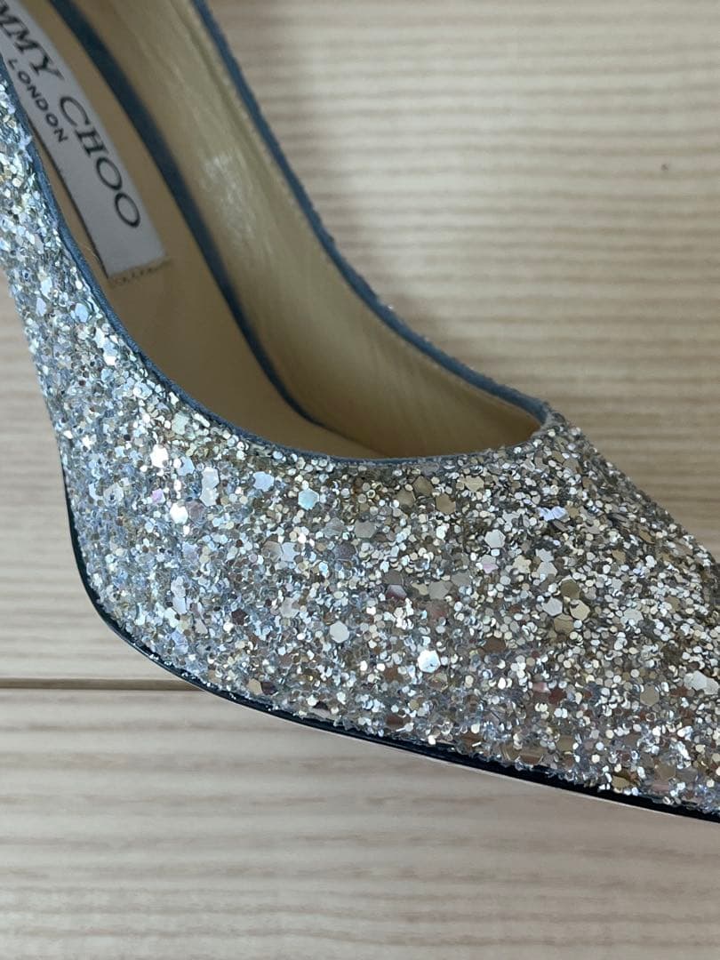 ※魂　JIMMY CHOO グリッター ハイヒール　ブルー　ネイビー