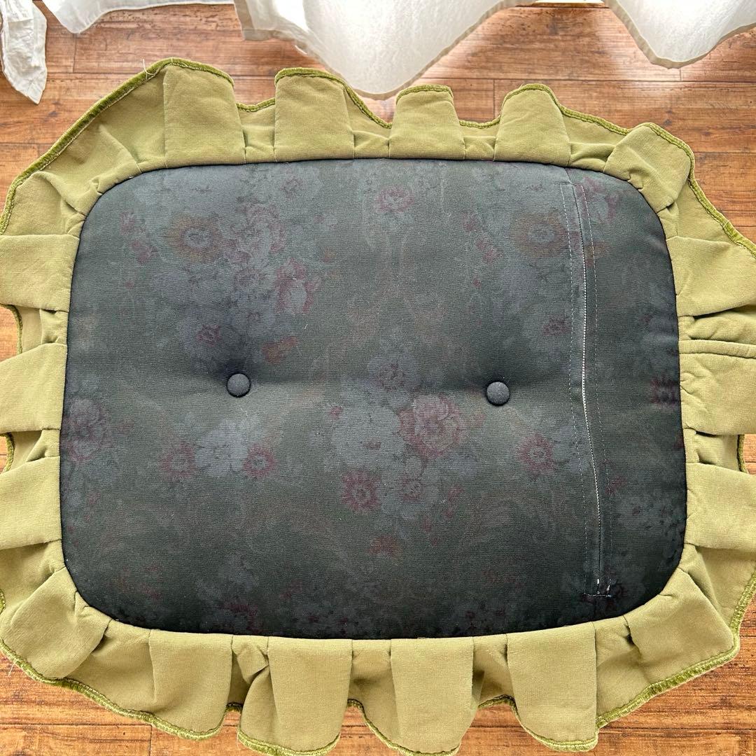 飛驒産業　キツツキ　オットマンスツール　ベルベット　グリーン