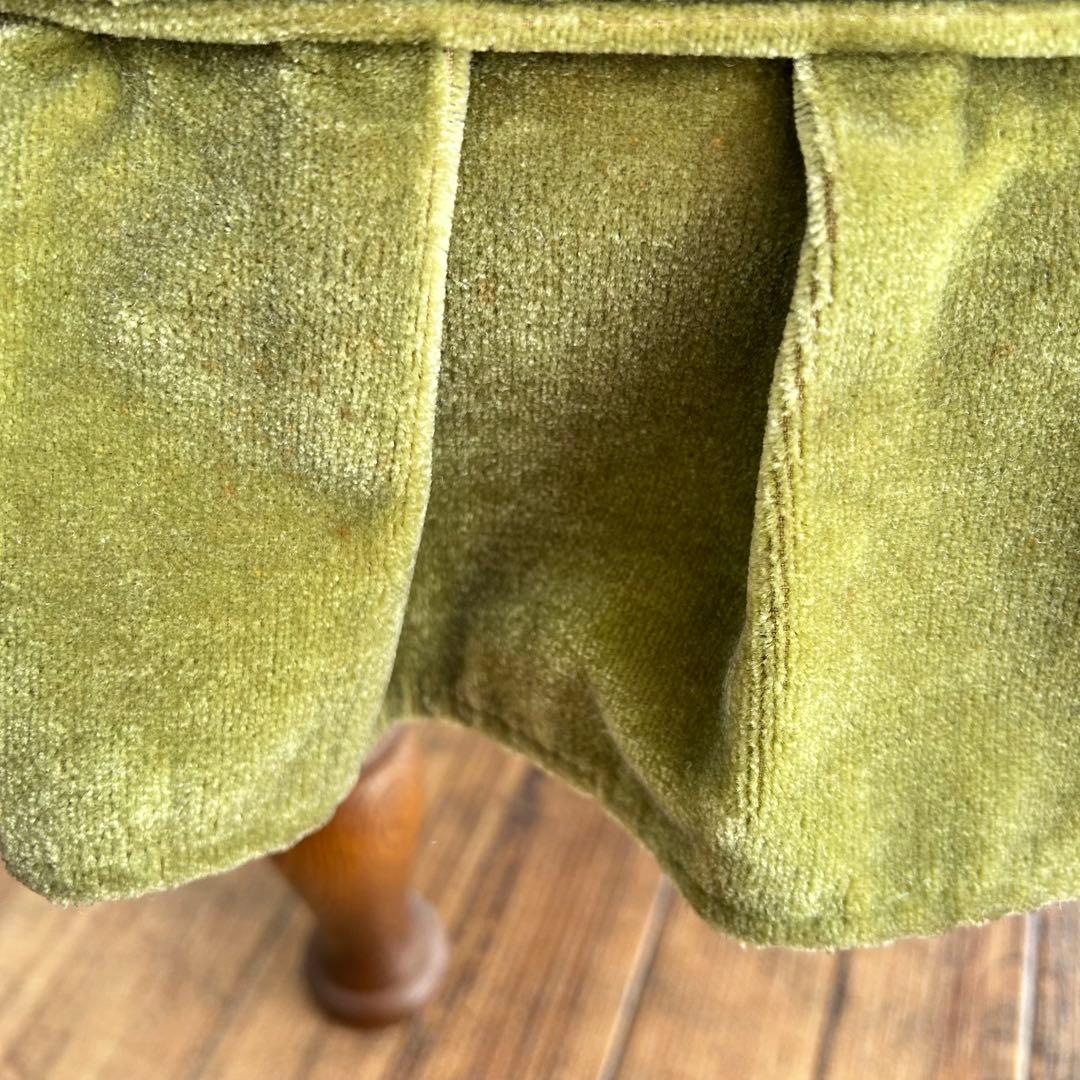 飛驒産業　キツツキ　オットマンスツール　ベルベット　グリーン