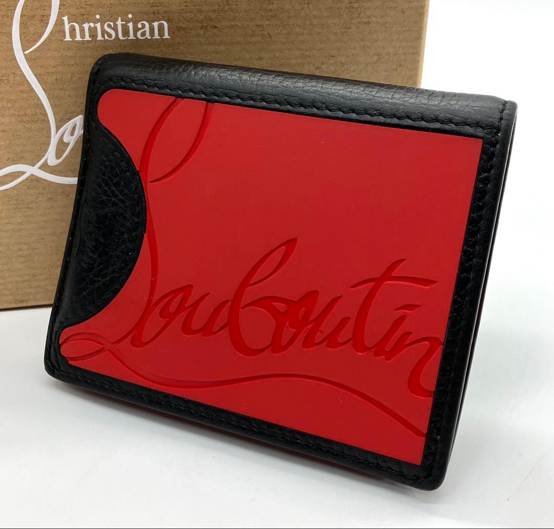 ⭐️ 美品 ルブタン ラバー コンパクトウォレット 二つ折り財布 レッド 鑑定済