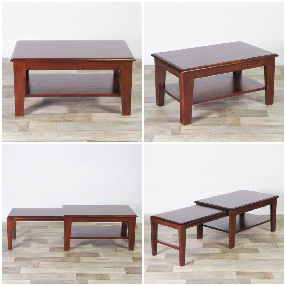 新品 アジアン ローテーブル ちゃぶ台 スライド テーブル 拡張 天然木 木製