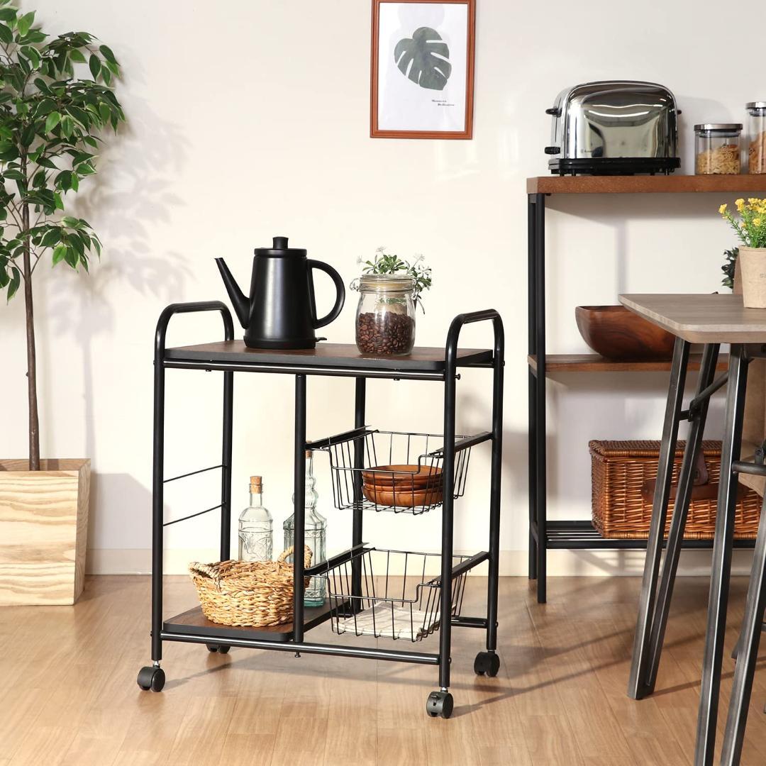 お洒落で機能的なキッチン収納＆作業スペース　ワゴン　ラック