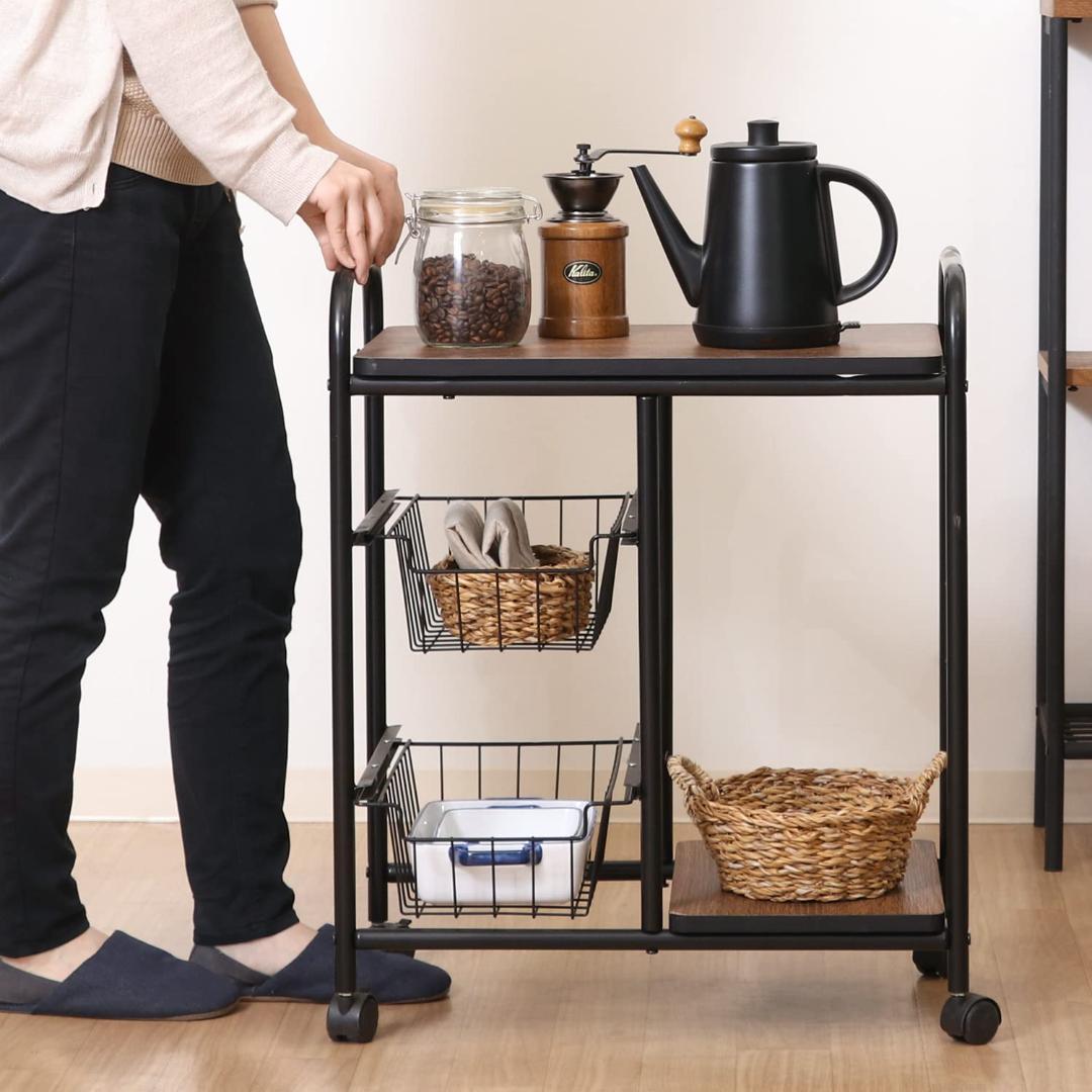 お洒落で機能的なキッチン収納＆作業スペース　ワゴン　ラック