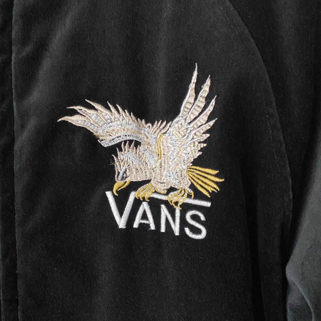 VANS バンズ スカジャン 別珍 ベロア M 刺繍 黒 ブラック