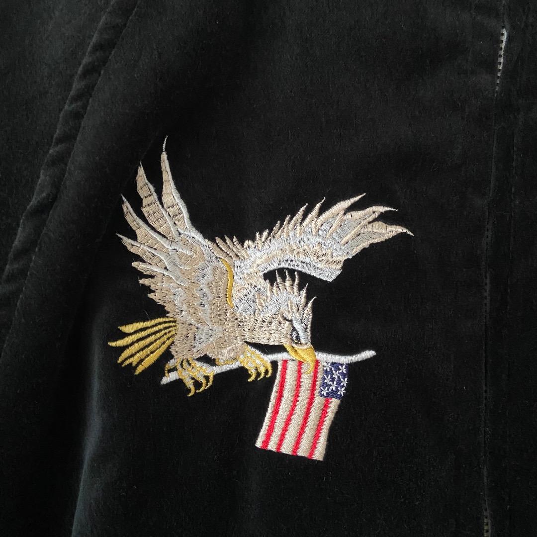 VANS バンズ スカジャン 別珍 ベロア M 刺繍 黒 ブラック