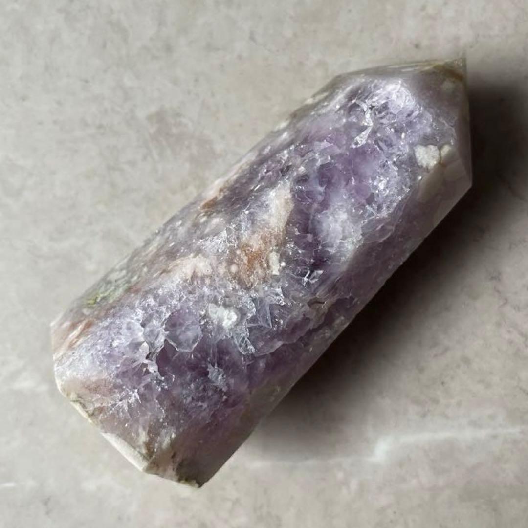 ピンクアメジスト　フラワーアゲート　桜瑪瑙　共生　ポイント　タワー　天然石