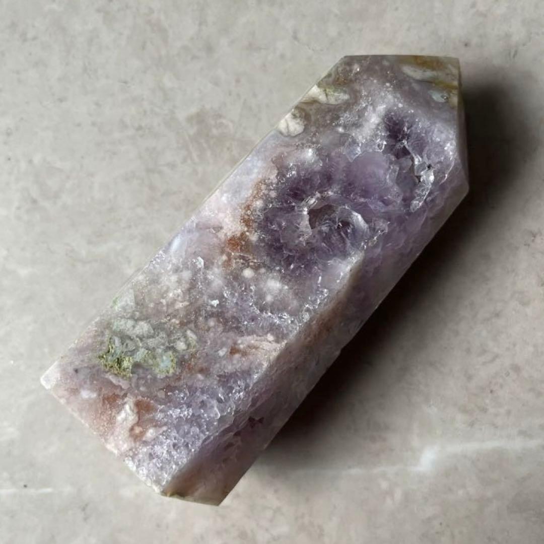 ピンクアメジスト　フラワーアゲート　桜瑪瑙　共生　ポイント　タワー　天然石