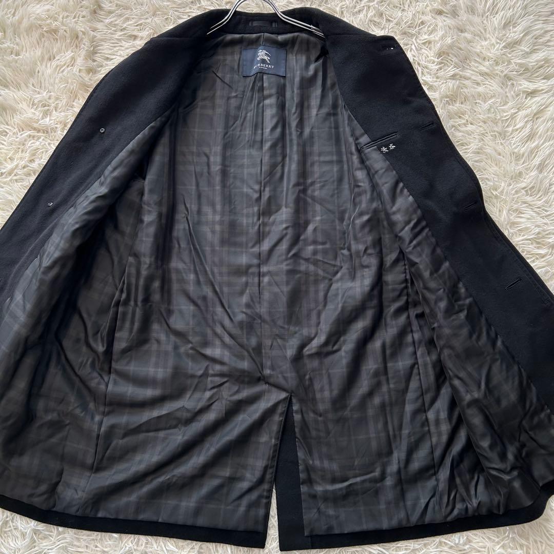 美品／L✨ バーバリーロンドン カシミヤ アンゴラ ステンカラーコート チェック