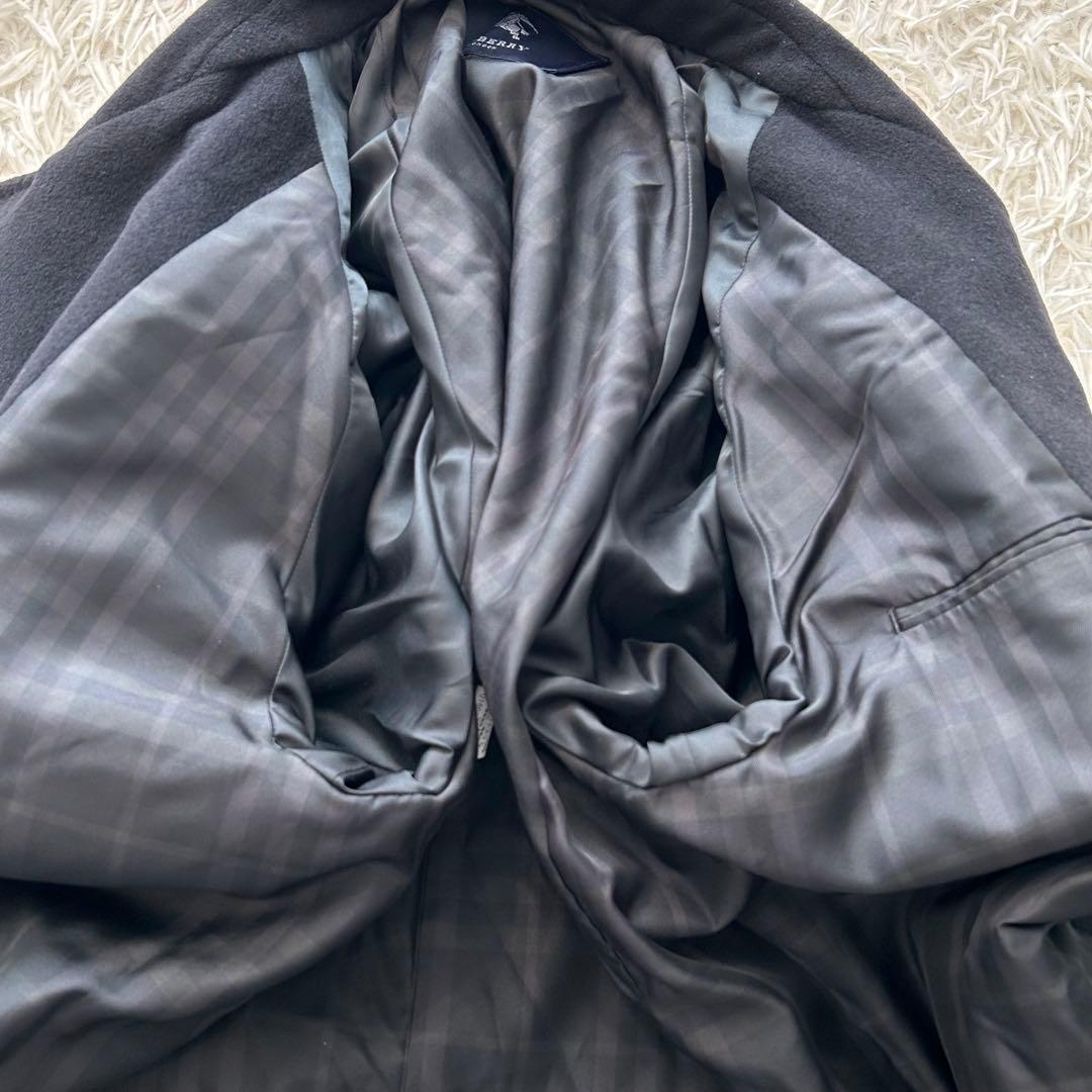 美品／L✨ バーバリーロンドン カシミヤ アンゴラ ステンカラーコート チェック