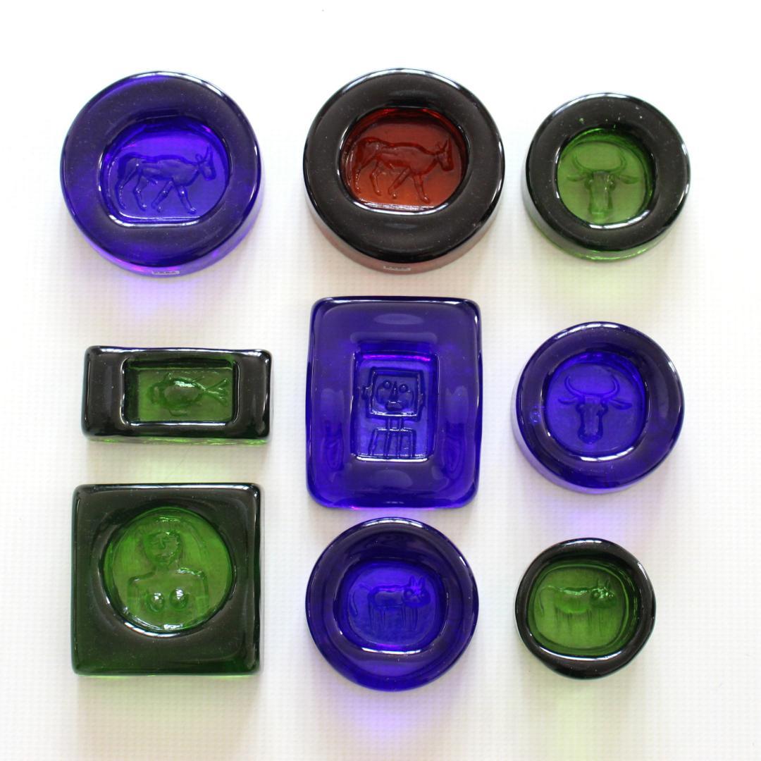 【人気作】エリックホグラン　灰皿/ガラスオブジェ　グリーン　牛　北欧ヴィンテージ