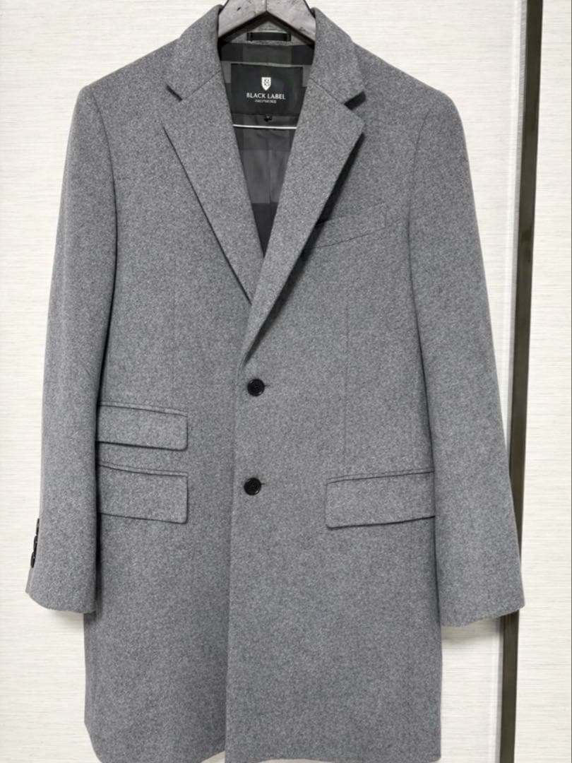 【美品】ブラックレーベル/チェスターコート/M/ウール/グレー