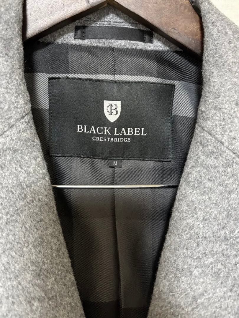 【美品】ブラックレーベル/チェスターコート/M/ウール/グレー