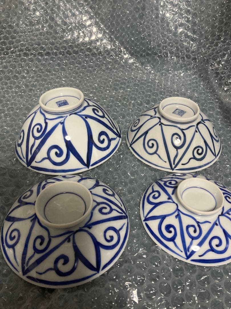 平安岩華造　変わり唐草飯茶碗