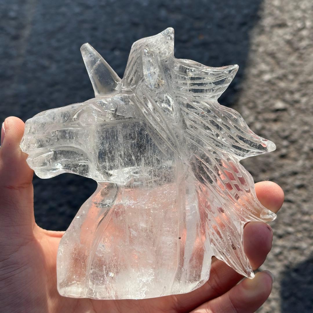 天然石水晶のユニコーン置物　ご購入前に在庫確認必要G.276
