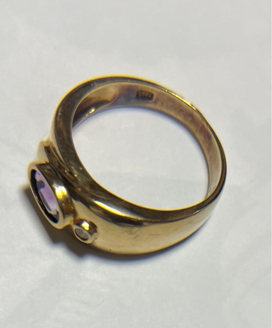 18金リング　アメジスト　メレダイヤ