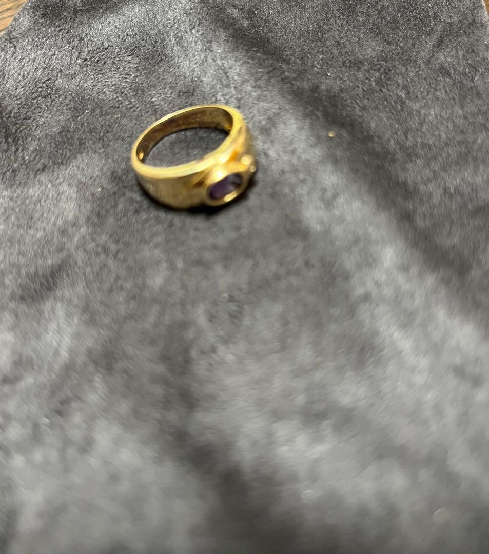 18金リング　アメジスト　メレダイヤ