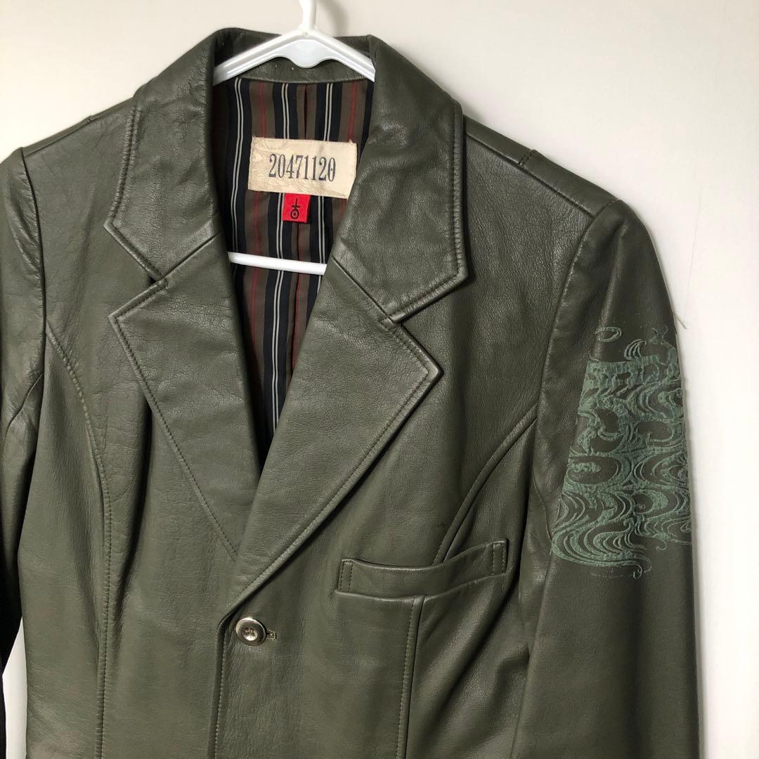 ヴィンテージ牛革ジャケット　オリーブグリーン レザー 20471120