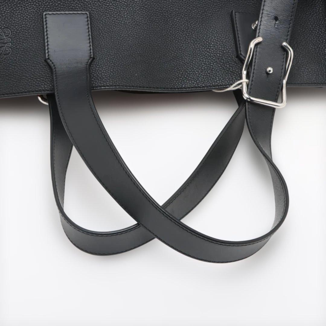 ロエベ アナグラム バックルトート レザー トートバッグ ブラック