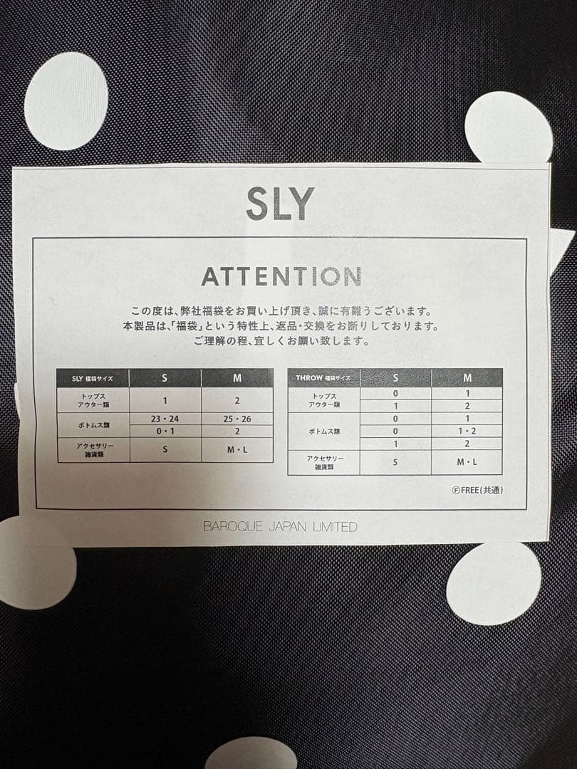 SLY 福袋　抜き取りなし