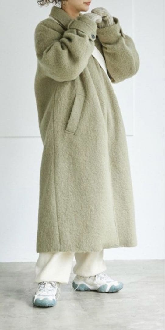 【トゥデイフル 】Shaggy Over Coat オリーブ 36