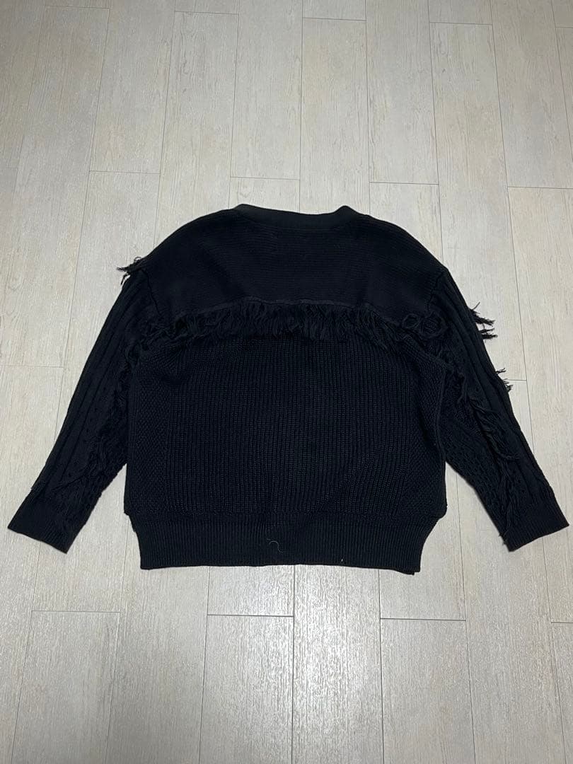 MAISON SPECIALフリンジケーブルオーバーVネックニットカーディガン