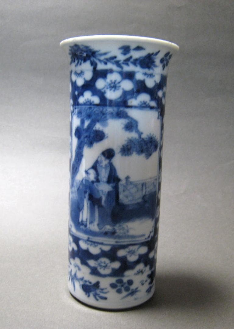 中国古玩　康熙年製 人物　風景　青花　染付　花入　中国美術 清代 明代 清朝期