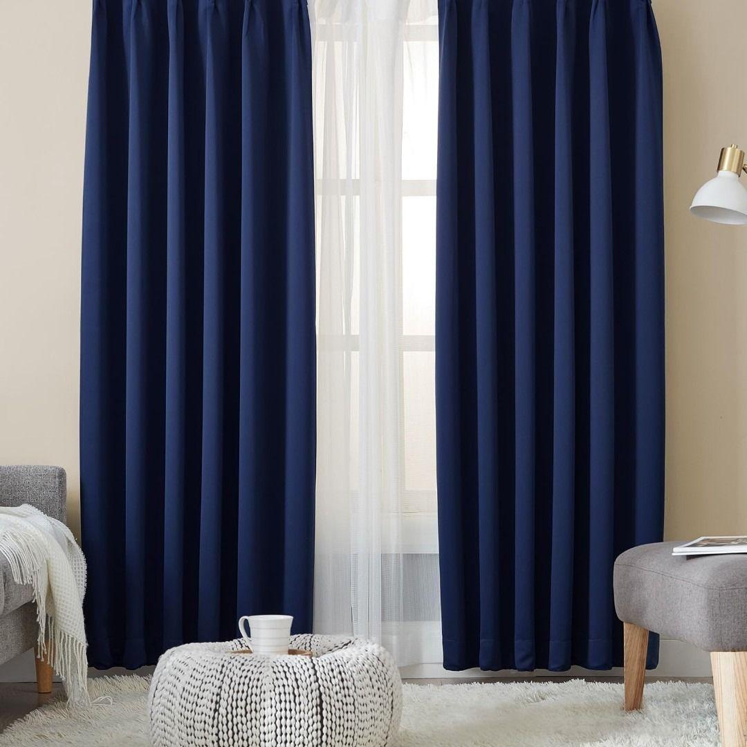 ネイビー プリーツカーテン