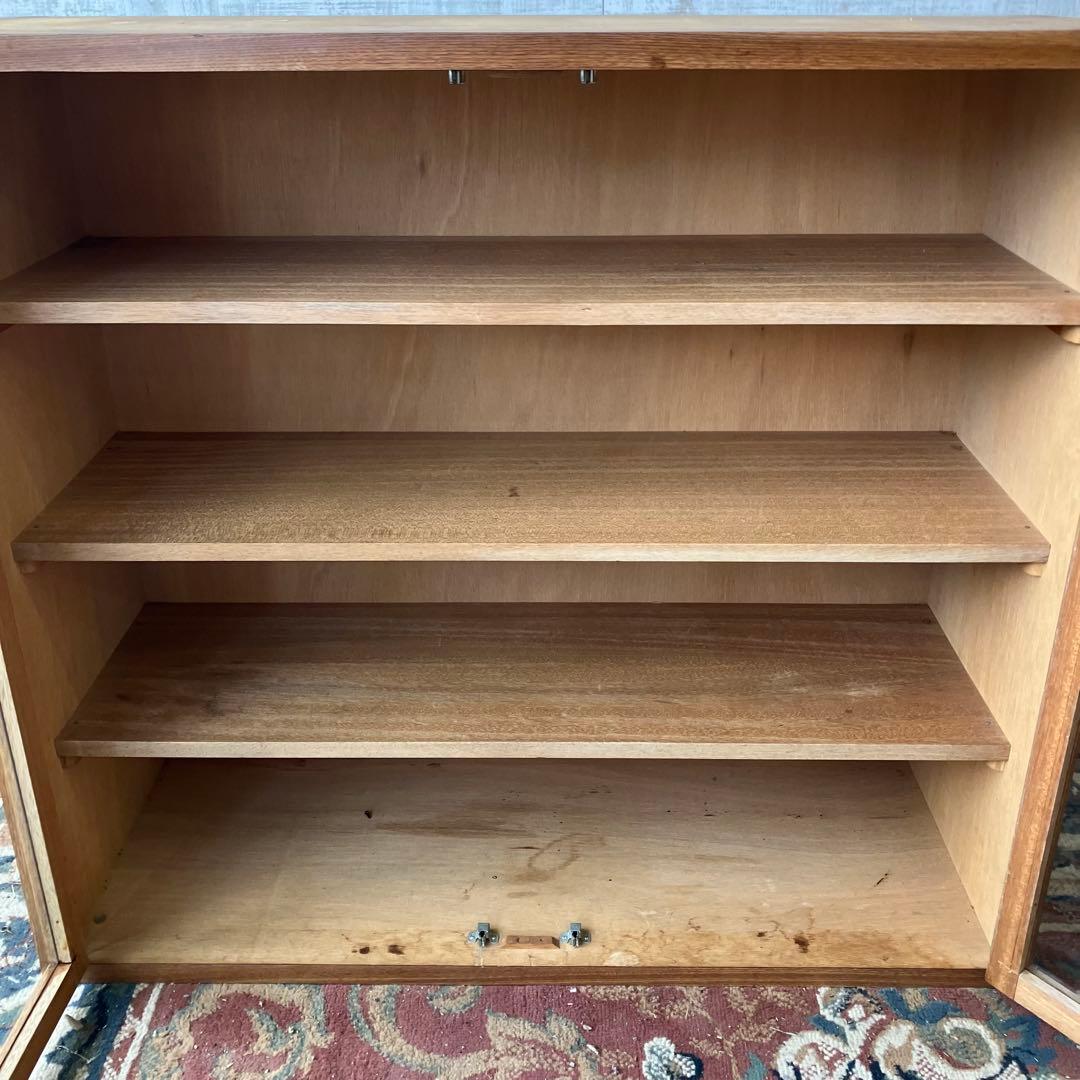 ② 昭和レトロ 古家具 ガラス戸 木製キャビネット 食器棚 飾り棚 サイドボード