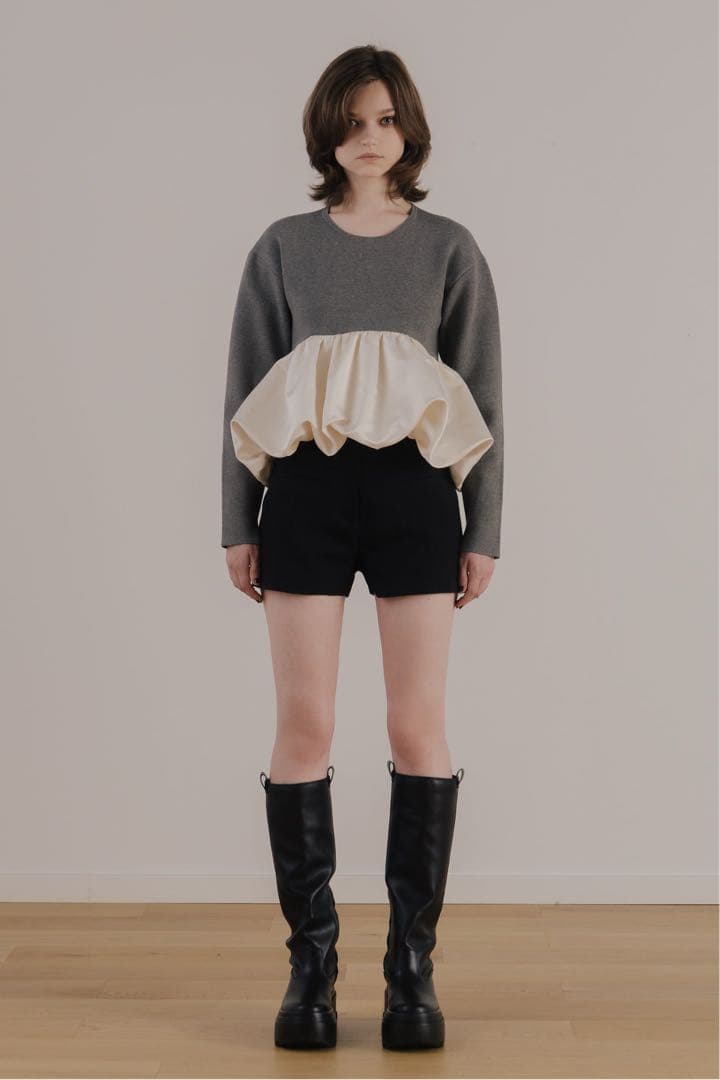 最安値✨️THETOÉ Aachen BalloonPeplum Sサイズ　グレー