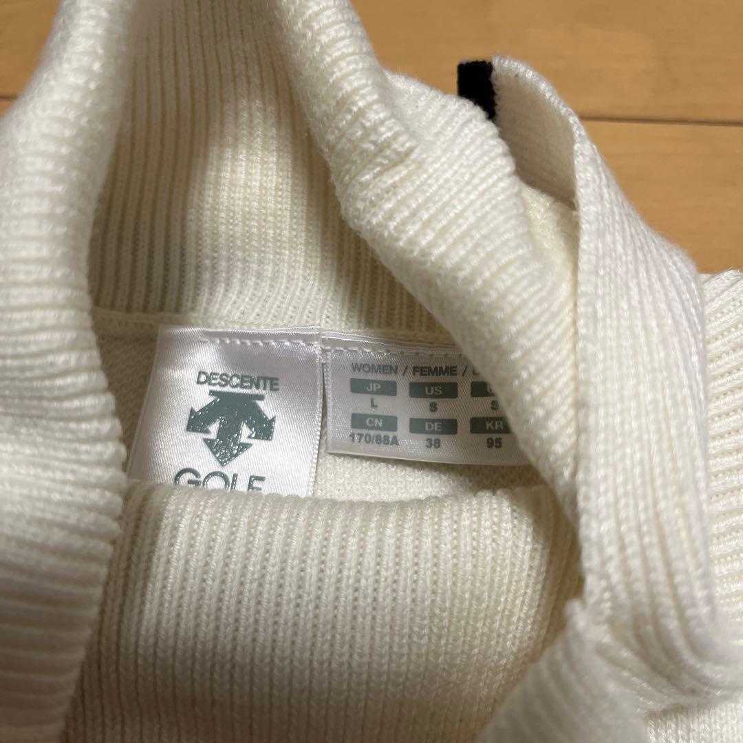 デサントゴルフ タートルネック ニットセーター ヘリンボーン柄 レディース