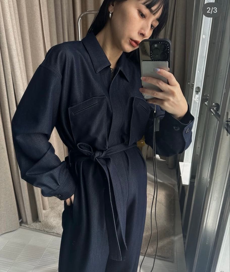 Ameri デニムライク オールインワン 【BLACK Sサイズ】