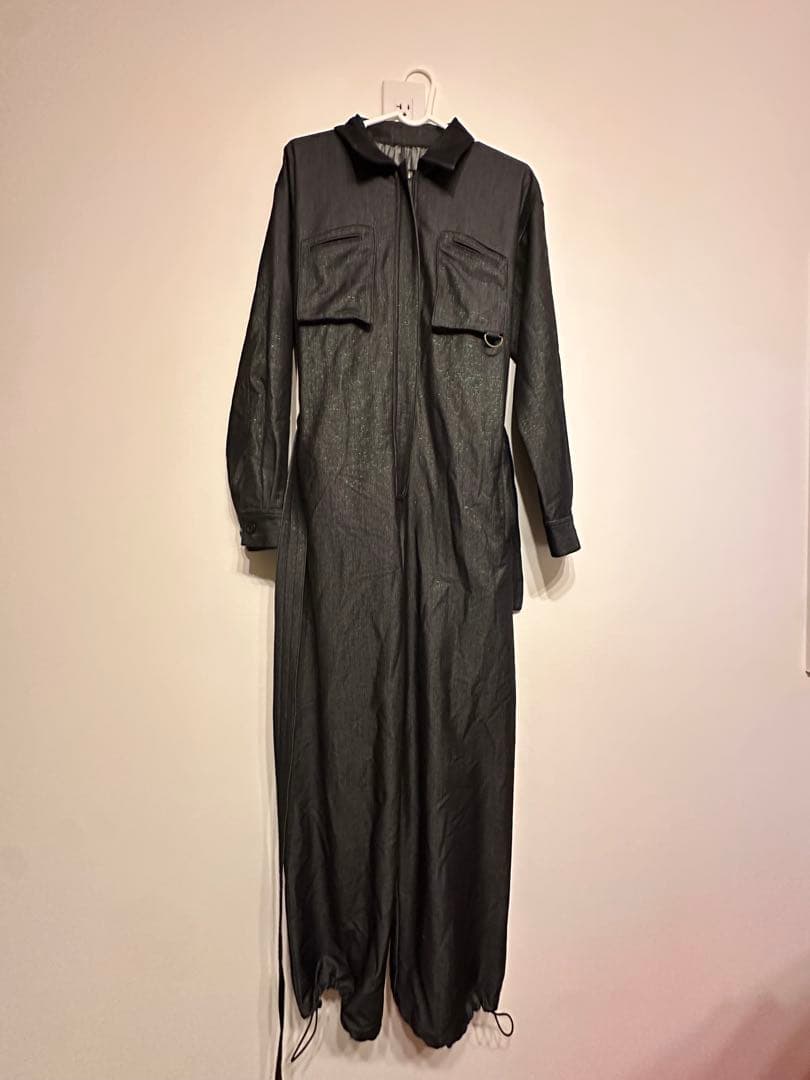 Ameri デニムライク オールインワン 【BLACK Sサイズ】