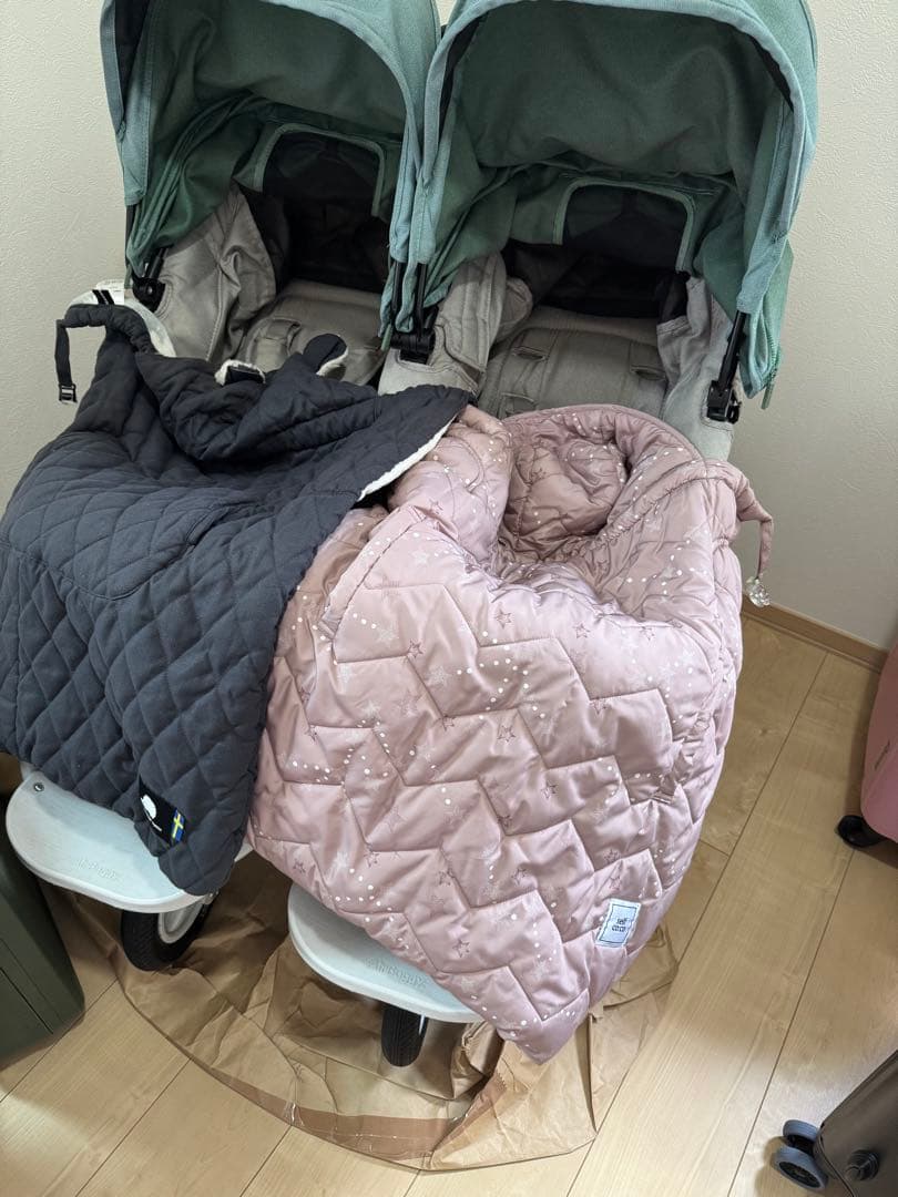 ココダブル　エアバギー　双子用ベビーカー グリーン　2人乗り　他5点付き