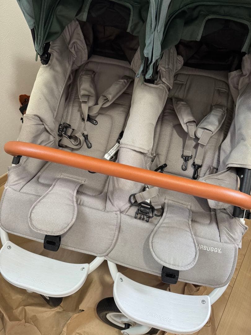 ココダブル　エアバギー　双子用ベビーカー グリーン　2人乗り　他5点付き