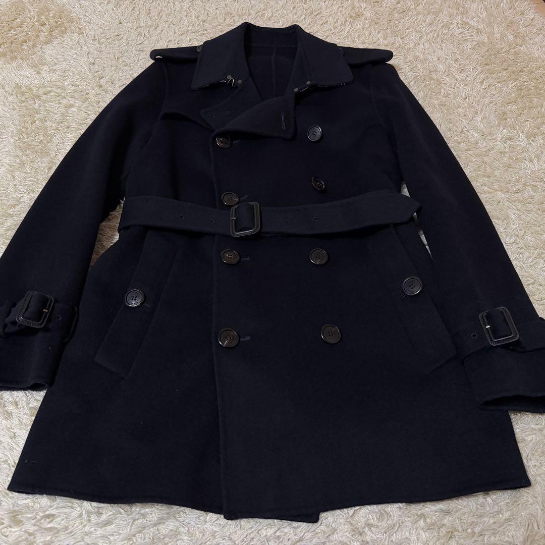 ☆極美品☆バーバリー　カシミヤトレンチコート　リバー仕立　ブラック　2XL