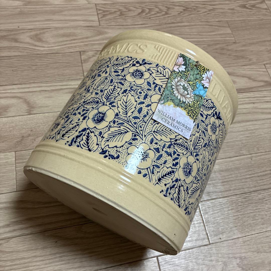 ウィリアム・モリス柄の植木鉢【フローラル】　Lサイズ　ブルー
