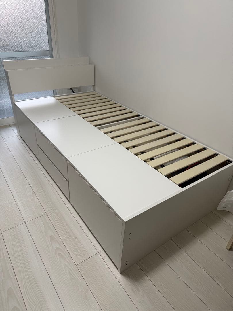 rasik 宮棚付き 収納付き シングルサイズ ホワイト