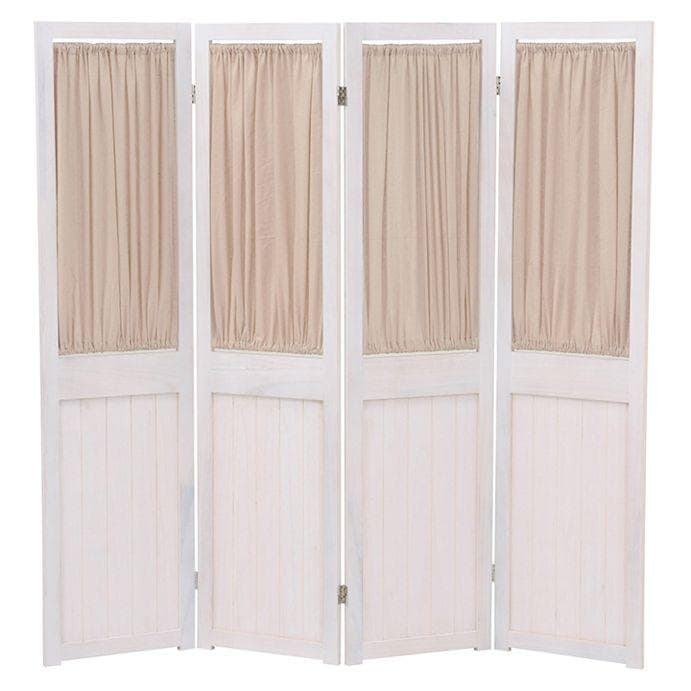 ４連帆布パーテーション高さ148cm アンティークホワイト系 衝立（974）