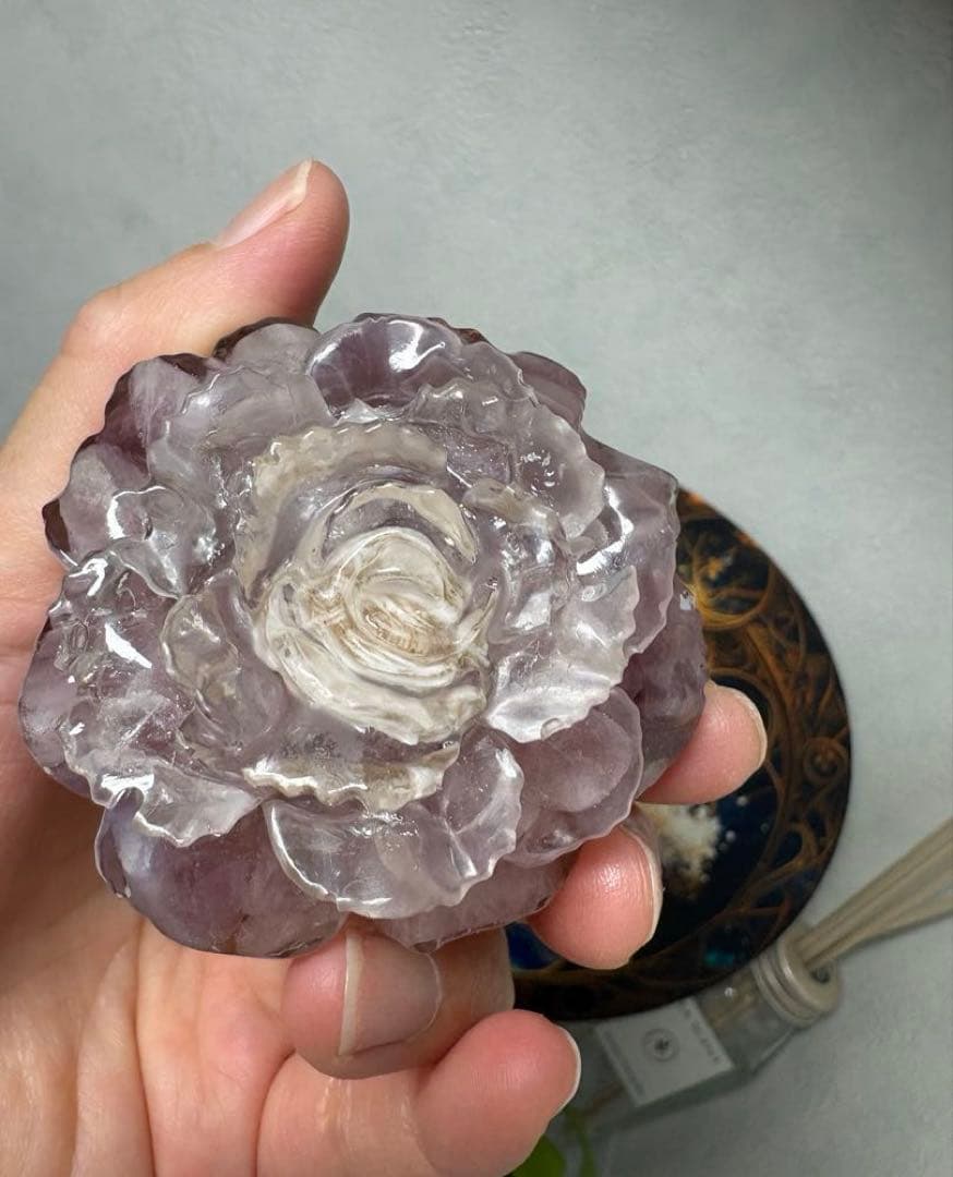 オルゴナイト フリルなバラ デザートローズ＆ ディープローズクォーツ