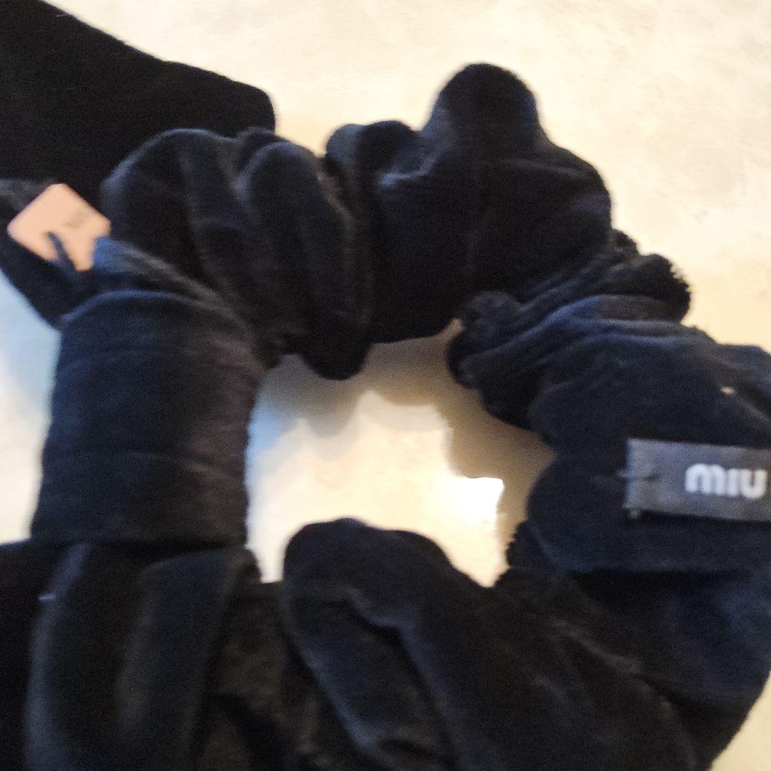 MIU MIU ミュウミュウ ベルベット リボン シュシュ