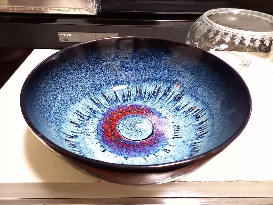 和物　和モダン　釉薬　希少　赤目　天目　陶器　大鉢　メダカ鉢　金魚鉢