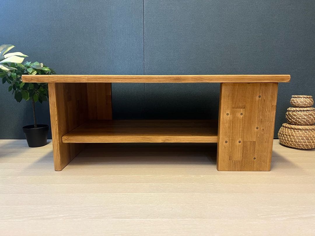 【送料無料】 ローテーブル 木組棚付き 90cm 45cm パイン エボニー