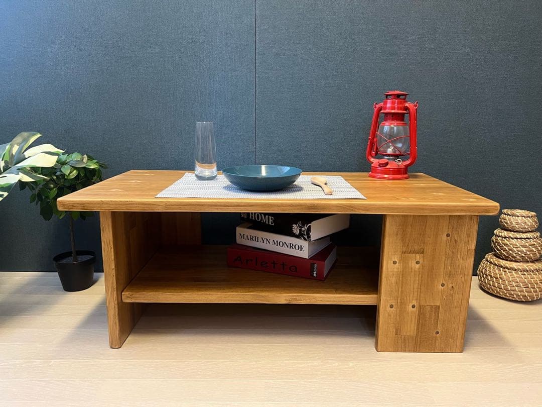 【送料無料】 ローテーブル 木組棚付き 90cm 45cm パイン エボニー