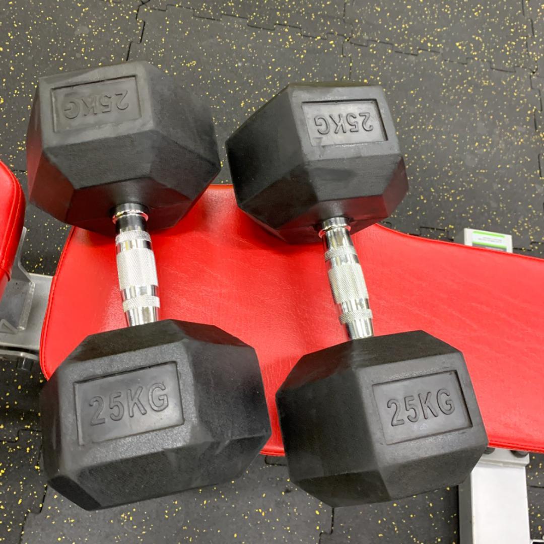 ラバー ヘックス ダンベル 25kg × 2個 セット